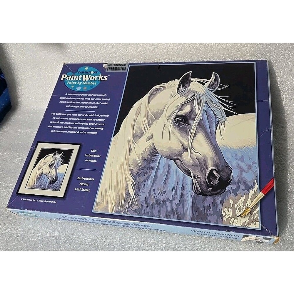 New Dimensions Paint Works Paint By Number Kit Horse 91224 White Stallion 11x14